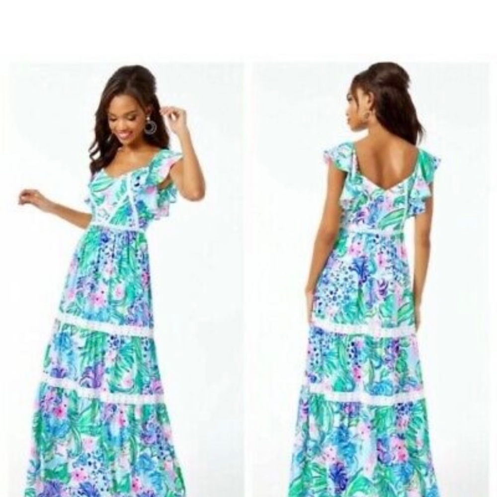 ivie maxi dress lilly pulitzer multi kitten around size 0